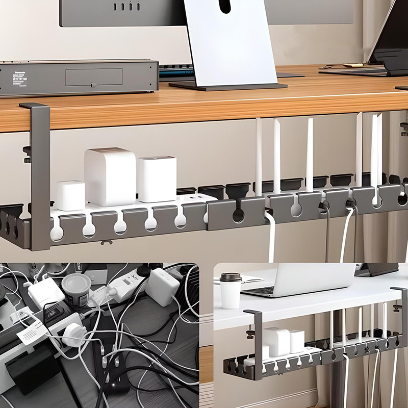 Retractable Under Table Storage Rack, Wire Organizer Cable Manager ...