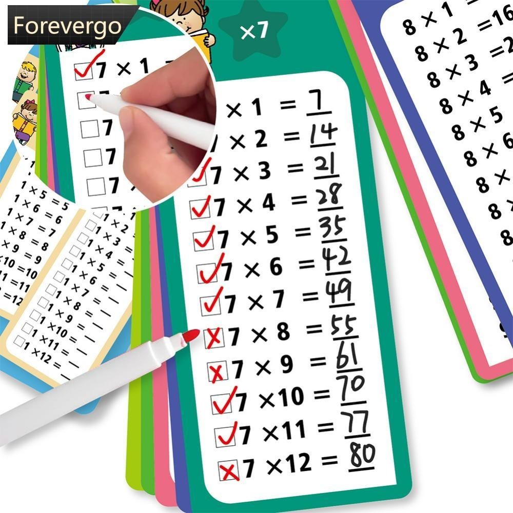 FOREVERGO 0-12 Times 15Pcs Table Cards Division Charts Self Check Math ...