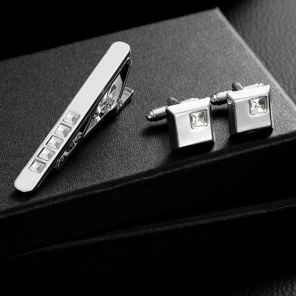 Men's and Women's Fashion Tie Clip Cufflink Set Accessories Business ...