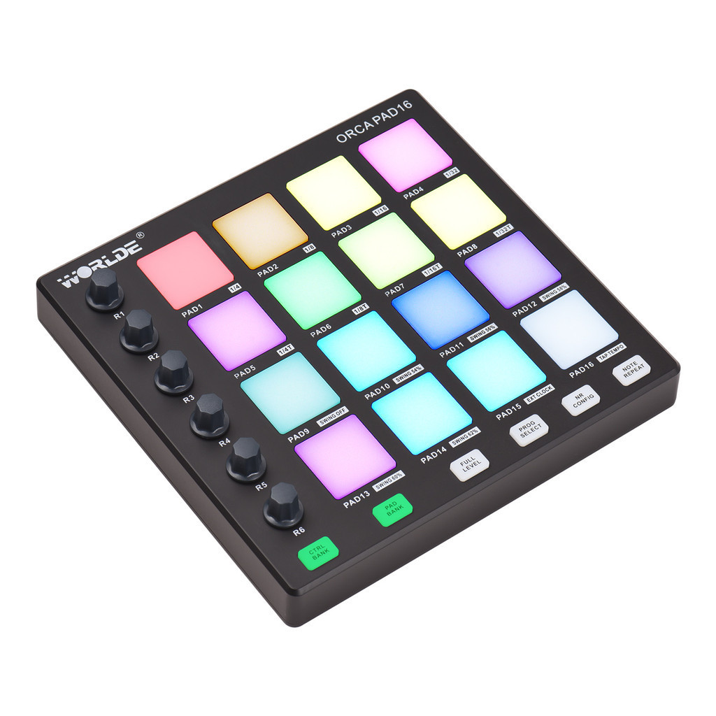 WORLDE MIDI Controller Beat Maker Machine 6 Assignable Knobs Note