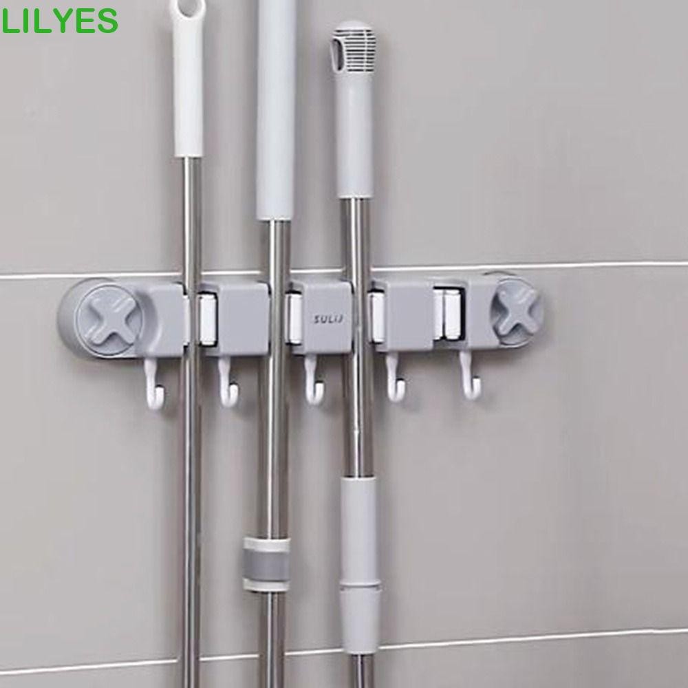 LILYES Suction Cup Broom Mop Holder, Plastic No Drilling Broom Storage ...