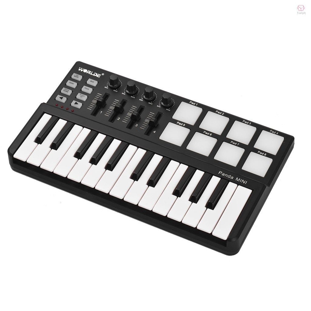 FIX WORLDE Panda mini Portable Mini 25Key USB Keyboard and Drum Pad