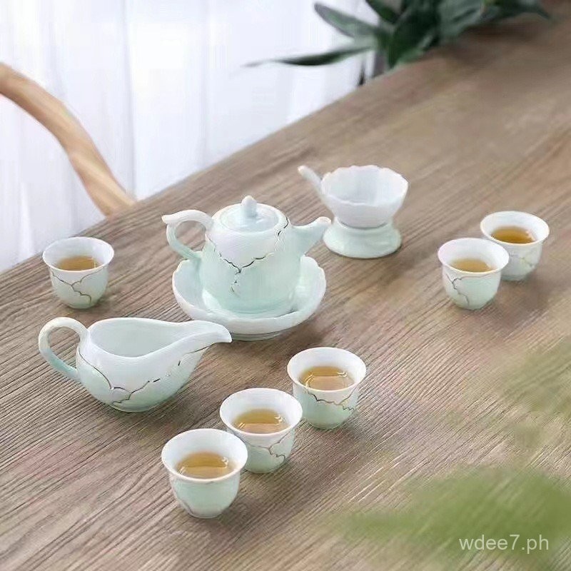 Yihe Tea Set Characteristic Chinese Design Celadon Hand Painted Gold ...