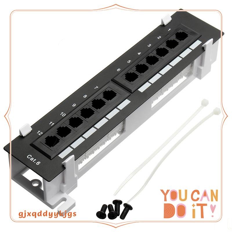 Network Tool Kit 12 Port CAT6 Patch Panel RJ45 Networking Wall Mount ...