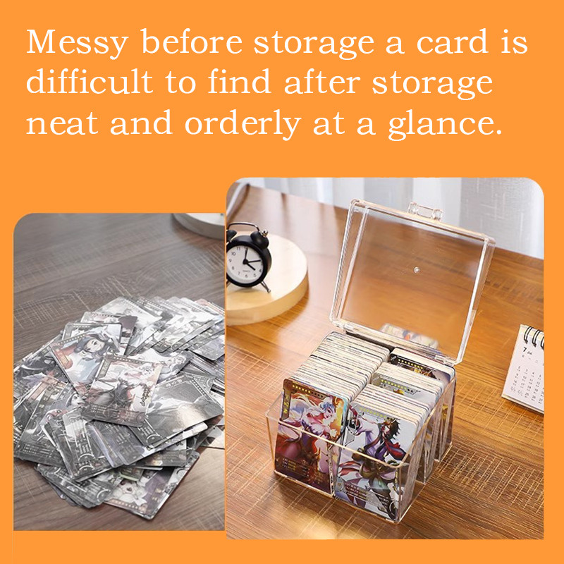 1/2 Grid Acrylic Box Card Organizer Waterproof Card Storage Box ...