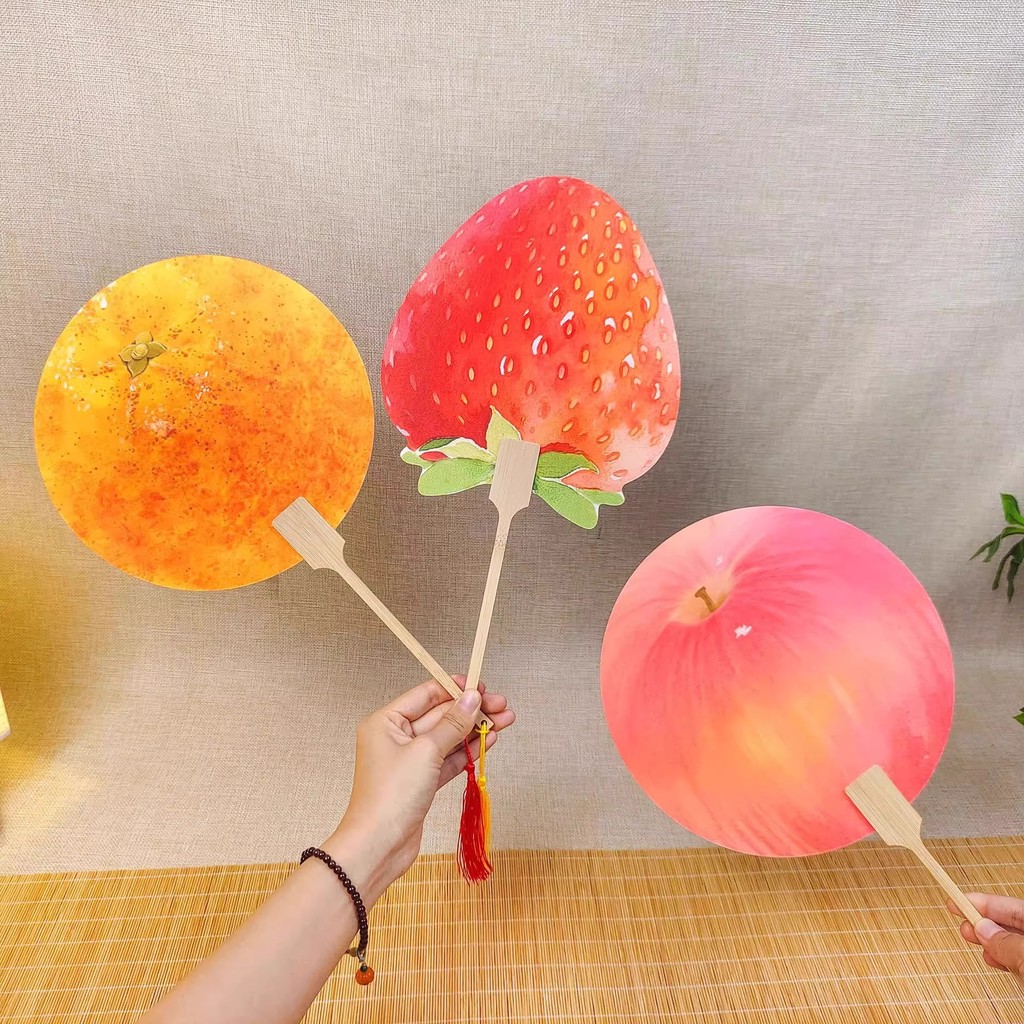 Apple Fan Summer Girl Portable Pu Fan Portable Hand Fan Household ...