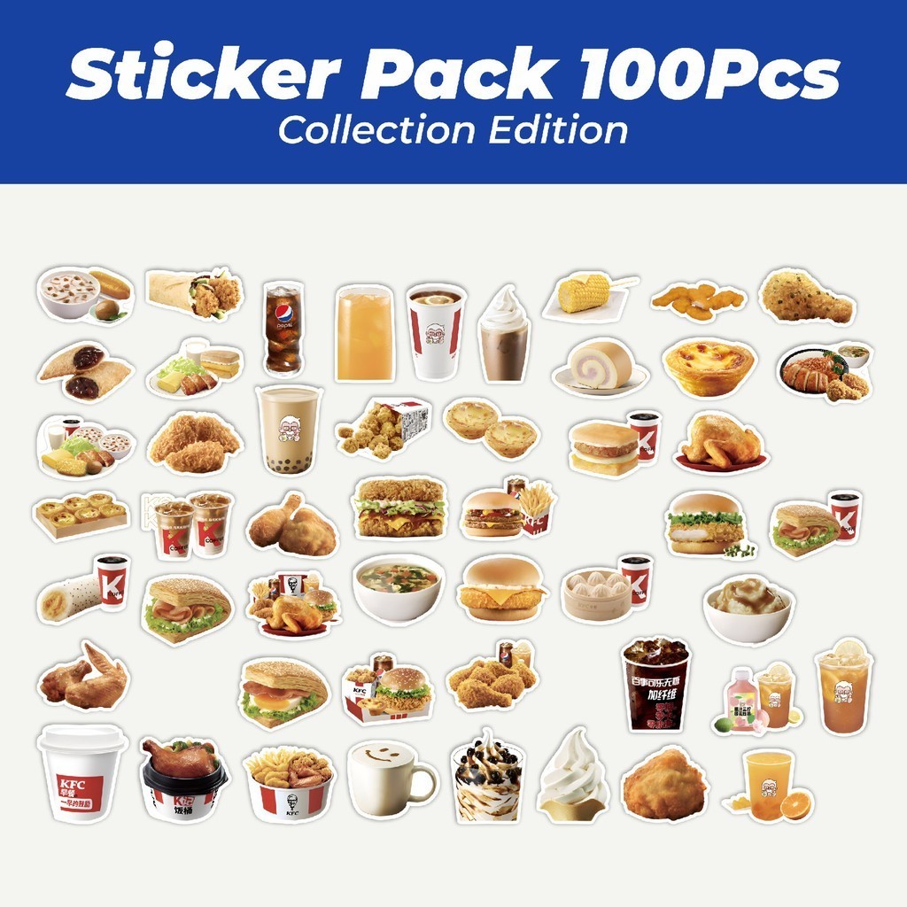 Hot KFC Food & Drink Stickers Delicious Cute Waterproof Adhesive ...