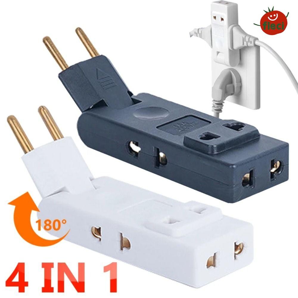 FLECI EU Electrical Socket, Wall Outlet 4 in 1 Plug Adapter, 180 Degree ...