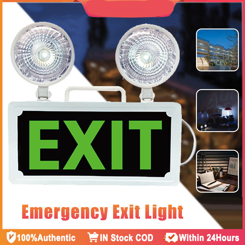 COD Automatic Emergency Light Exit Sign Rechargeable 3W | Shopee ...