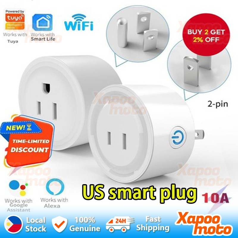 10A Wifi Smart Plug Tuya WiFi Socket Adaptor US Plug Wireless Outlet ...