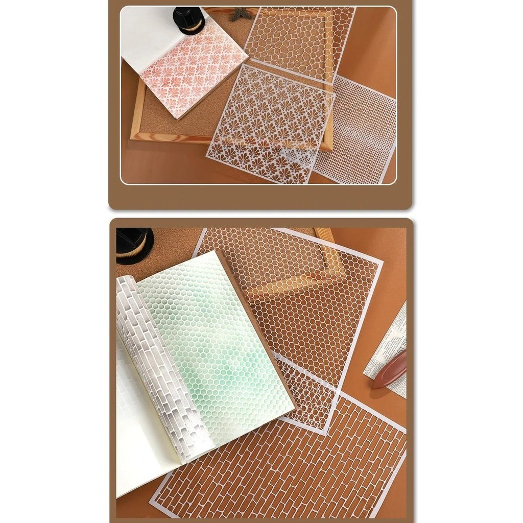 JIANWU Red Brick Honeycomb Fish Scale Graphic Plastic Masking Panel ...