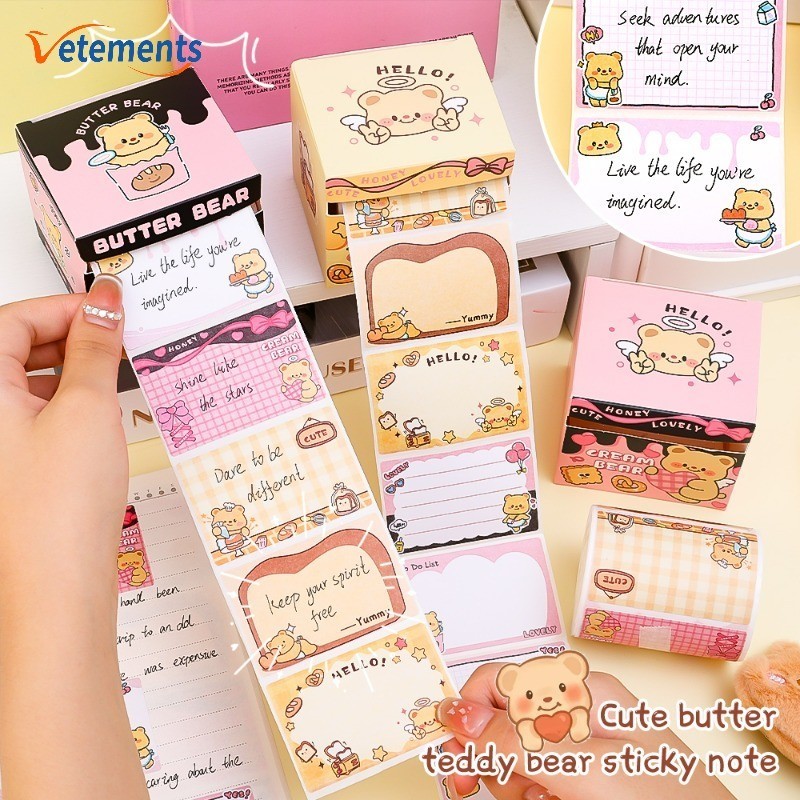 128 Sheets/ Box Butter Bear Sticky Note - Portable Cute Animal ...