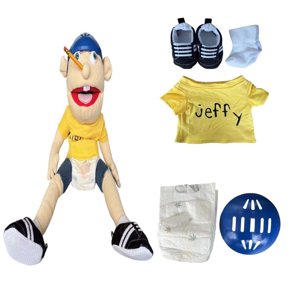 Jeff Hand Puppet Plush Toy Funny Open Mouth Boy Interactive Doll ...