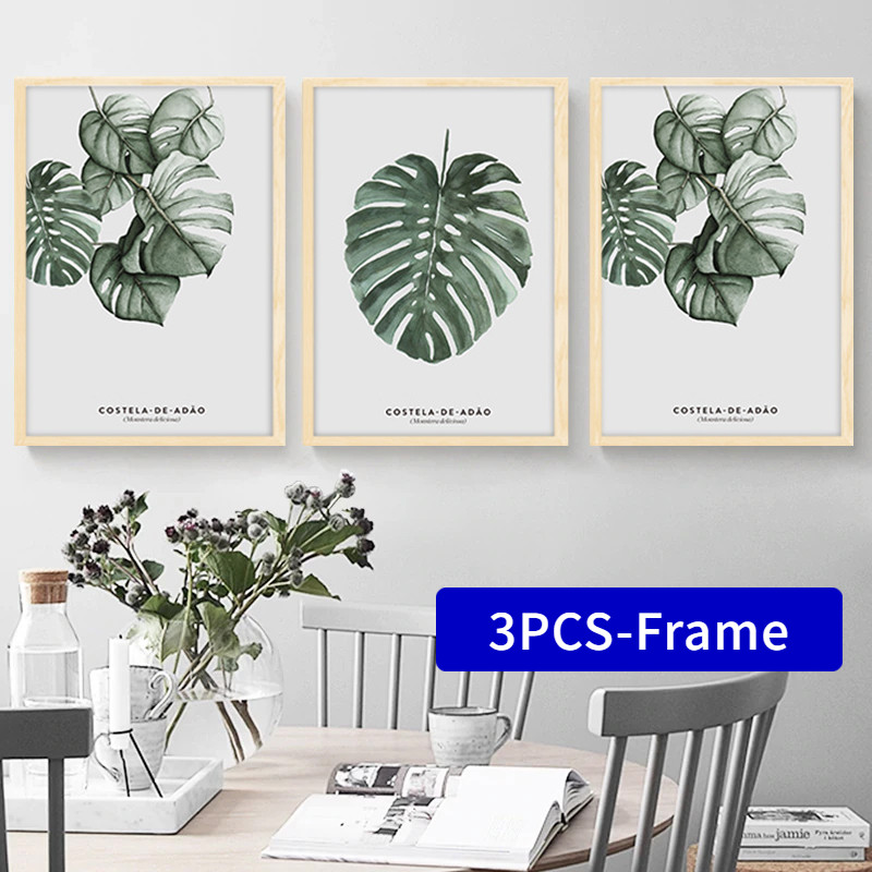 3PCS Green Fresh Wind Poster Succulent Plants Banana Leaves Art ...