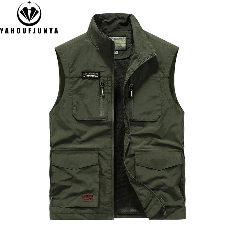 2025 New Summer Men Sleeveless Outdoor Leisure Stand Collar Vest Men ...