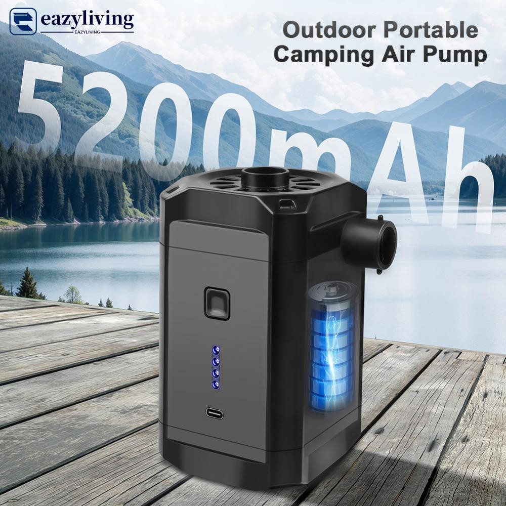 EAZYLIVING Portable Electric Air Pump Inflator Pump Rechargeable Air ...