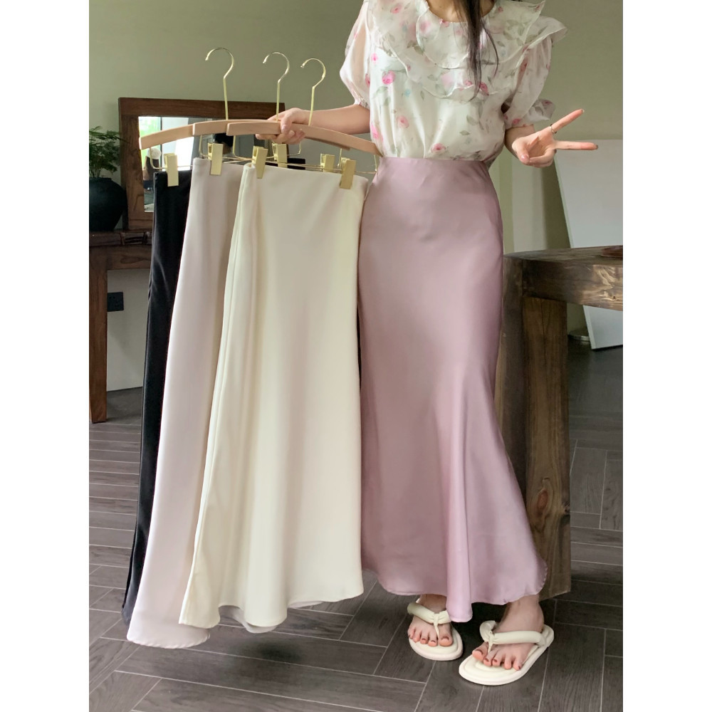 Wione M-2XL(33.5-34.5 inch) Silk Fish Tail Skirt For Women Korean Style ...