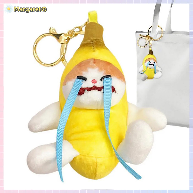 [Margaret] Crying Sound Banana Cat Keychain Creative Happy Cat Crying ...
