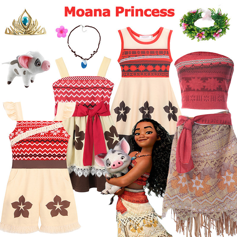 [Ready Stock] Girls Moana Princess Dress Cosplay Costume Summer Kids ...