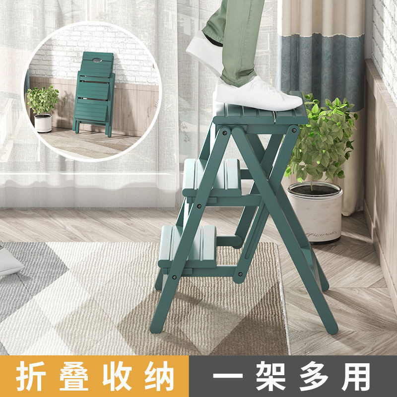 Ladder Household Folding Solid Wood Multifunctional Ladder Chair Indoor ...