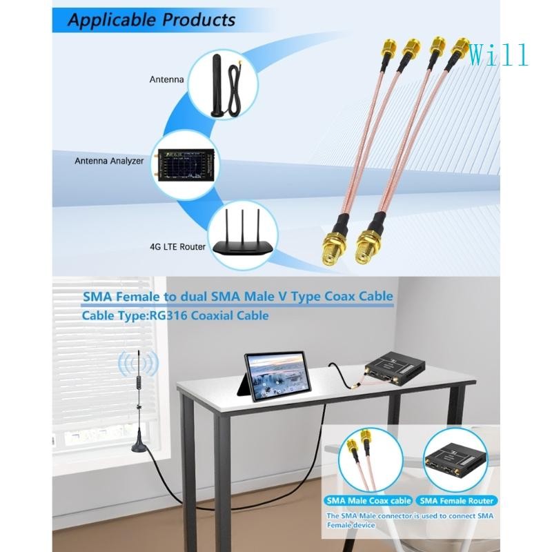 Will SMA Splitter Cable SMA Male to Double SMA Female Cable SMA Adapter ...