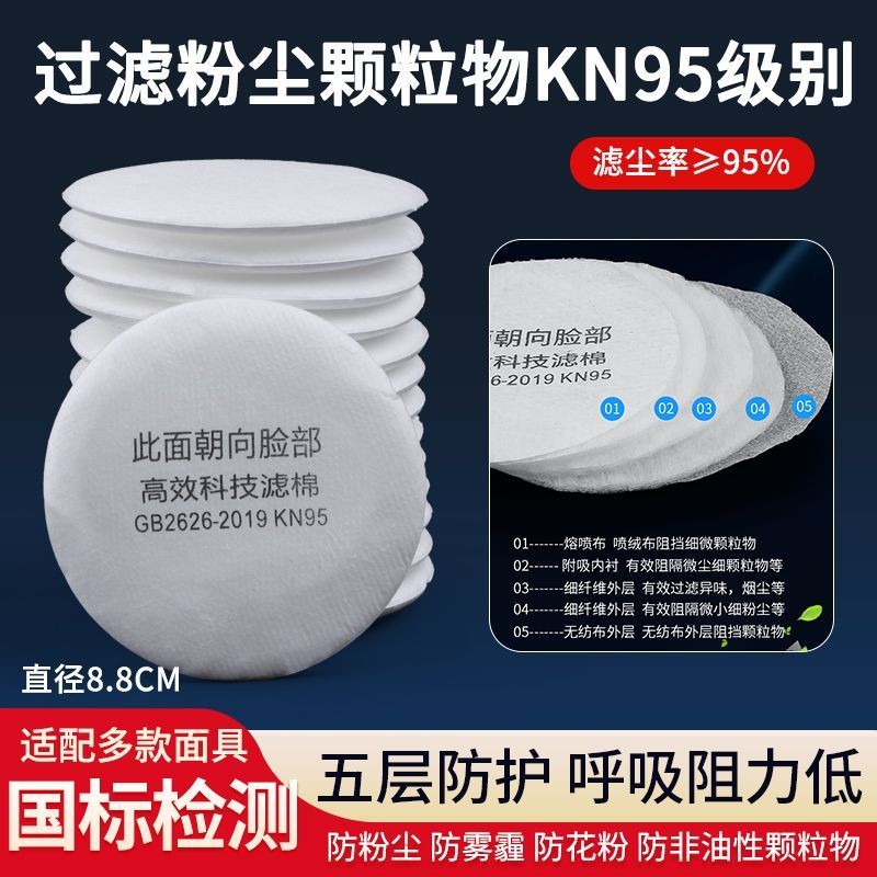 Gas Mask Dedicated Antidust Filter Cotton KN95 Filter Element Round