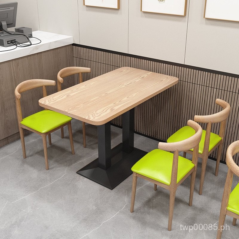 In Stock Fast Food Table and Chair Combination Iron Horn Chair Milk Tea ...
