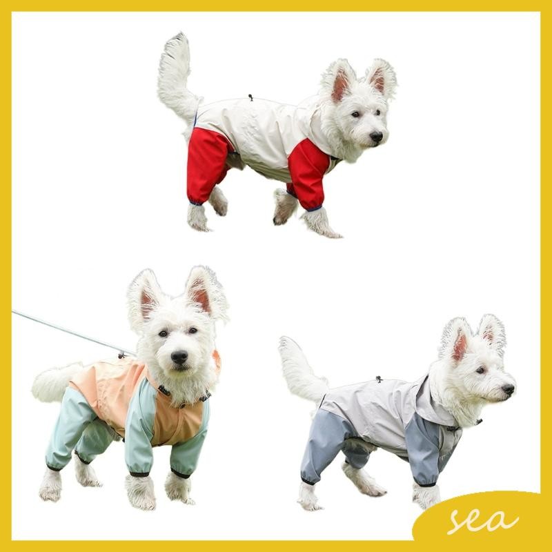 SC Color Matching Dogs Hooded Raincoats Reflective Strips Dogs Rain
