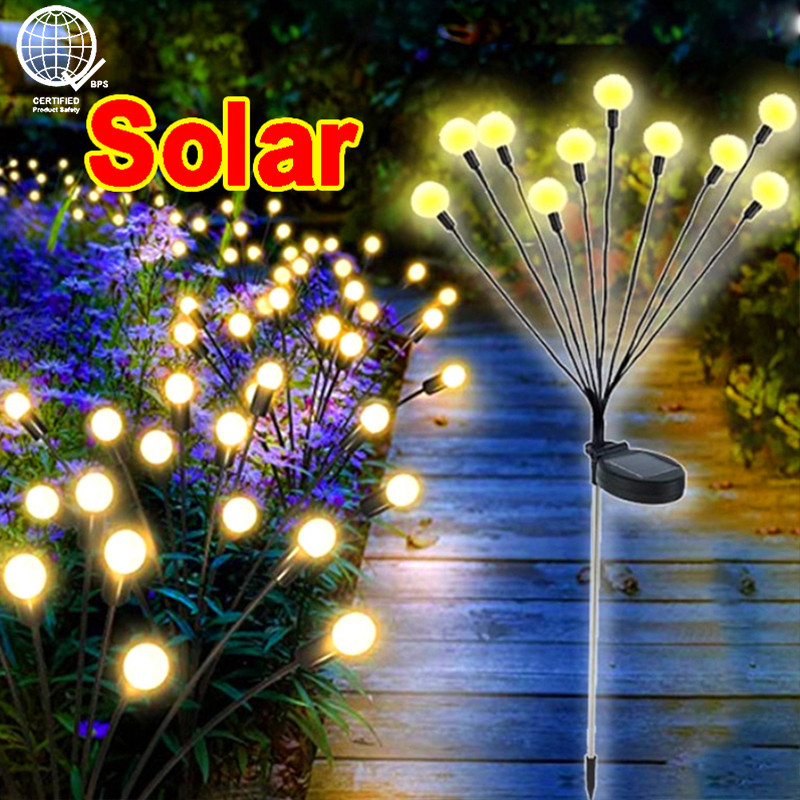 Ligyetor LED Raya Solar LED Firefly Swaying Light Outdoor Garden ...