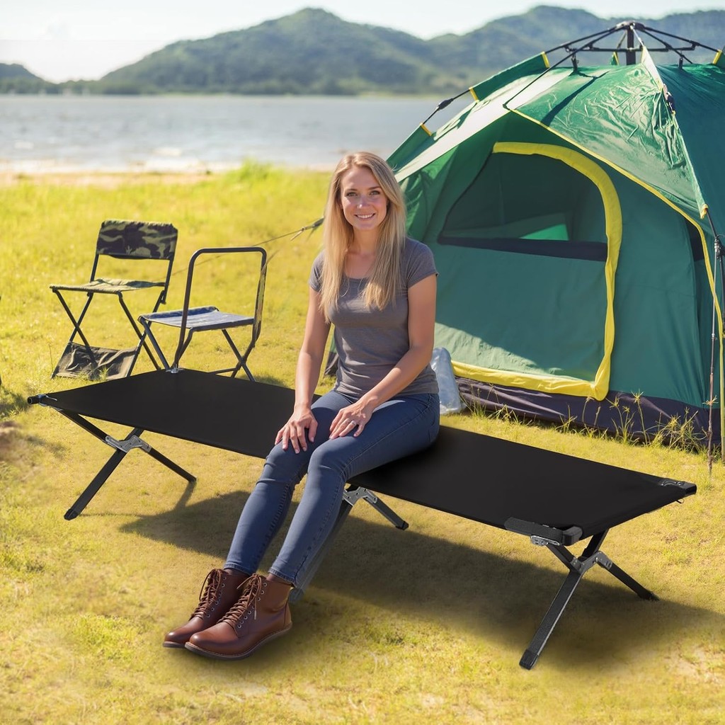 Outdoor Camping Bed with Bag Military Trailhead Folding Single Bed for ...