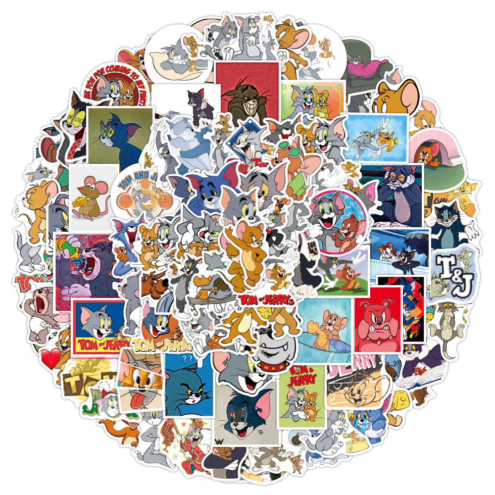 100-Piece Tom and Jerry Stickers - Fun Cartoon Designs, Ideal for Kids ...