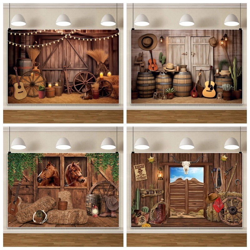 Western Farm Barn Photography Backdrop Wild West Country Vintage Wooden ...