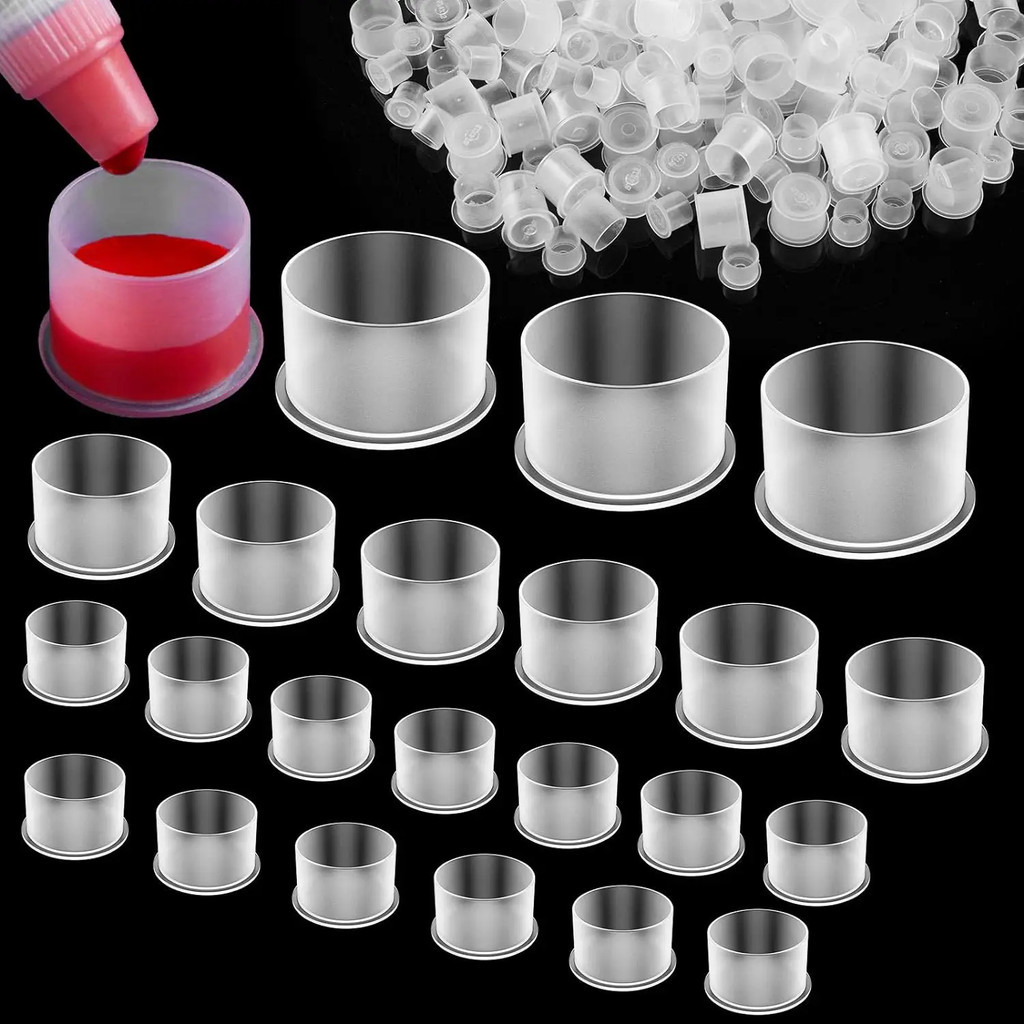 1000pcs Tattoo Ink Caps S/M/L/XL Disposable Tattoo Ink Cups with Base ...