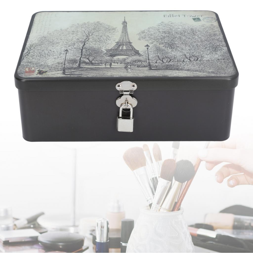 Henye Metal Keepsake Box Iron Compact Vintage Portable Lock Storage ...