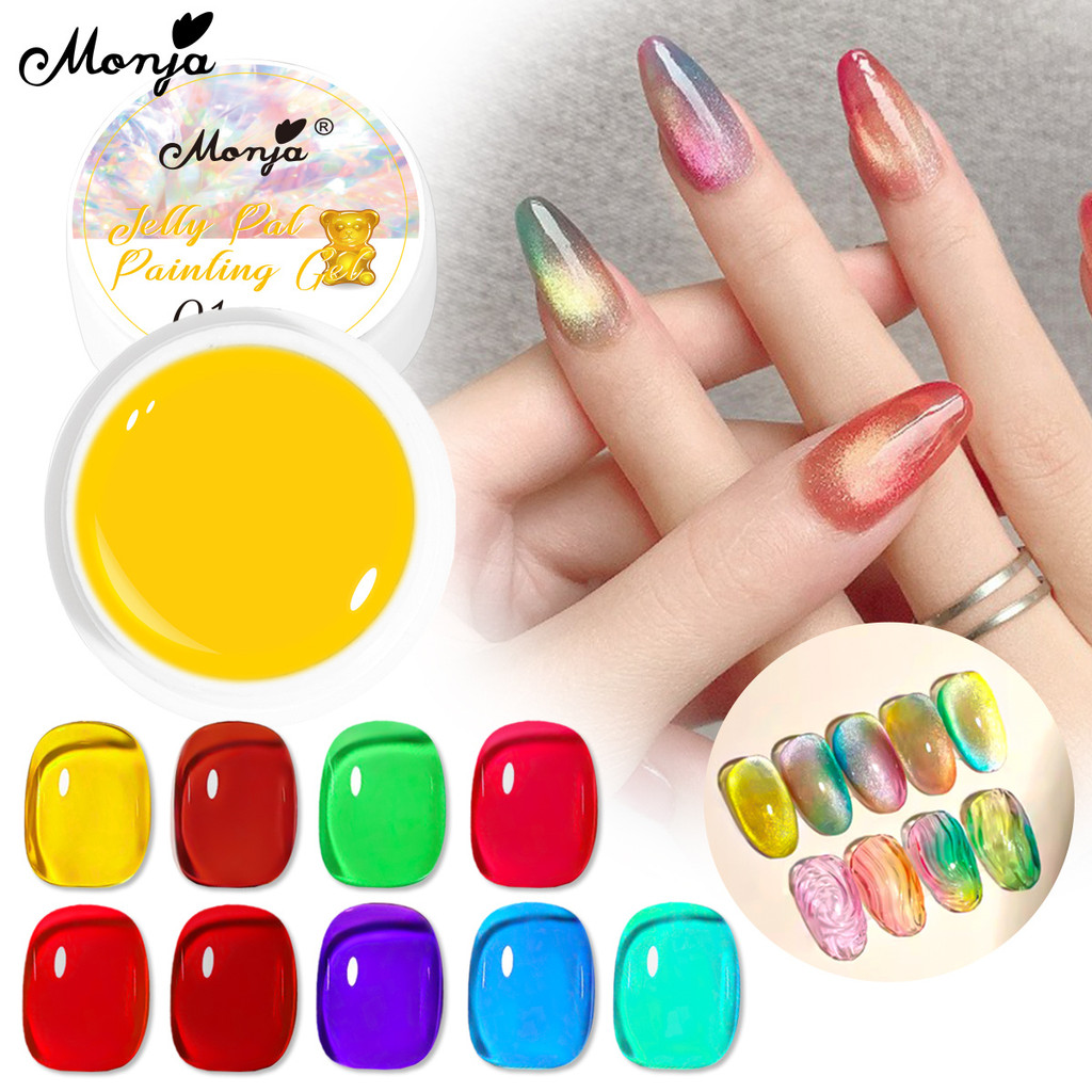 Monja Jelly Pat Painting Gel Nail Gradient Painting Gel Polish 9 colors ...