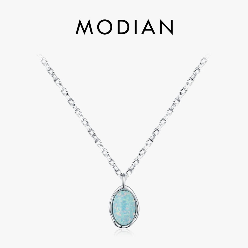 MODIAN Link Chain Necklace 925 Sterling Silver Vintage Irregular Wave