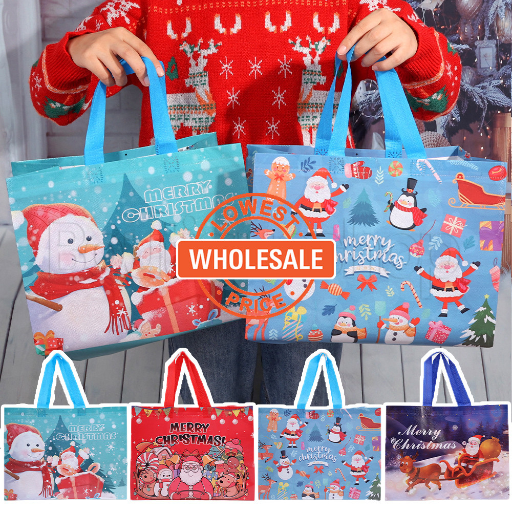 [ Wholesale Prices ] Christmas Present Wrapping Pouch Nonwoven Tote