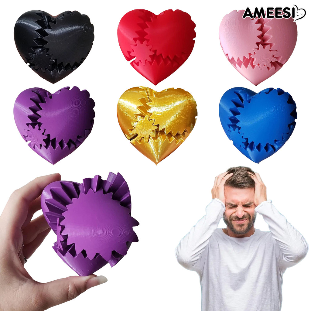 Ameesi 3D Printed Gear Heart Toy Stress Anxiety Relief Steampunk Fidget ...