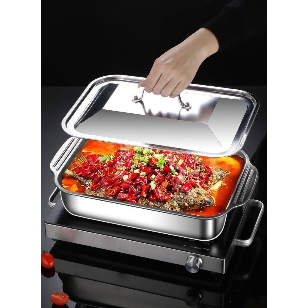 Food grade Stainless Still 401 food tray with cover ( direct heat up on