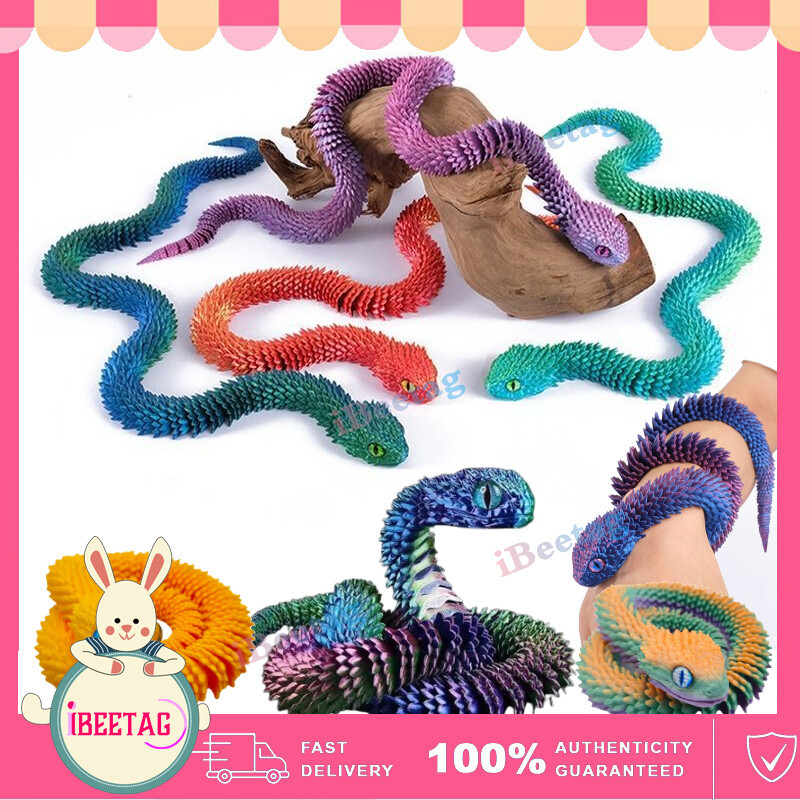 3D Printed Snake Flexible Joint Movable Articulated Snake Figurine Toy ...