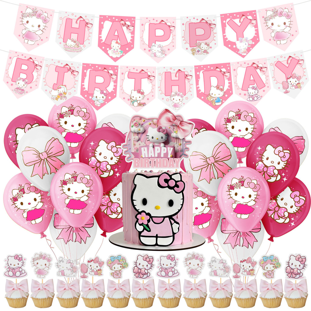 sy Hello Kitty Themed Decoration Celebrate birthday Party Banner ...