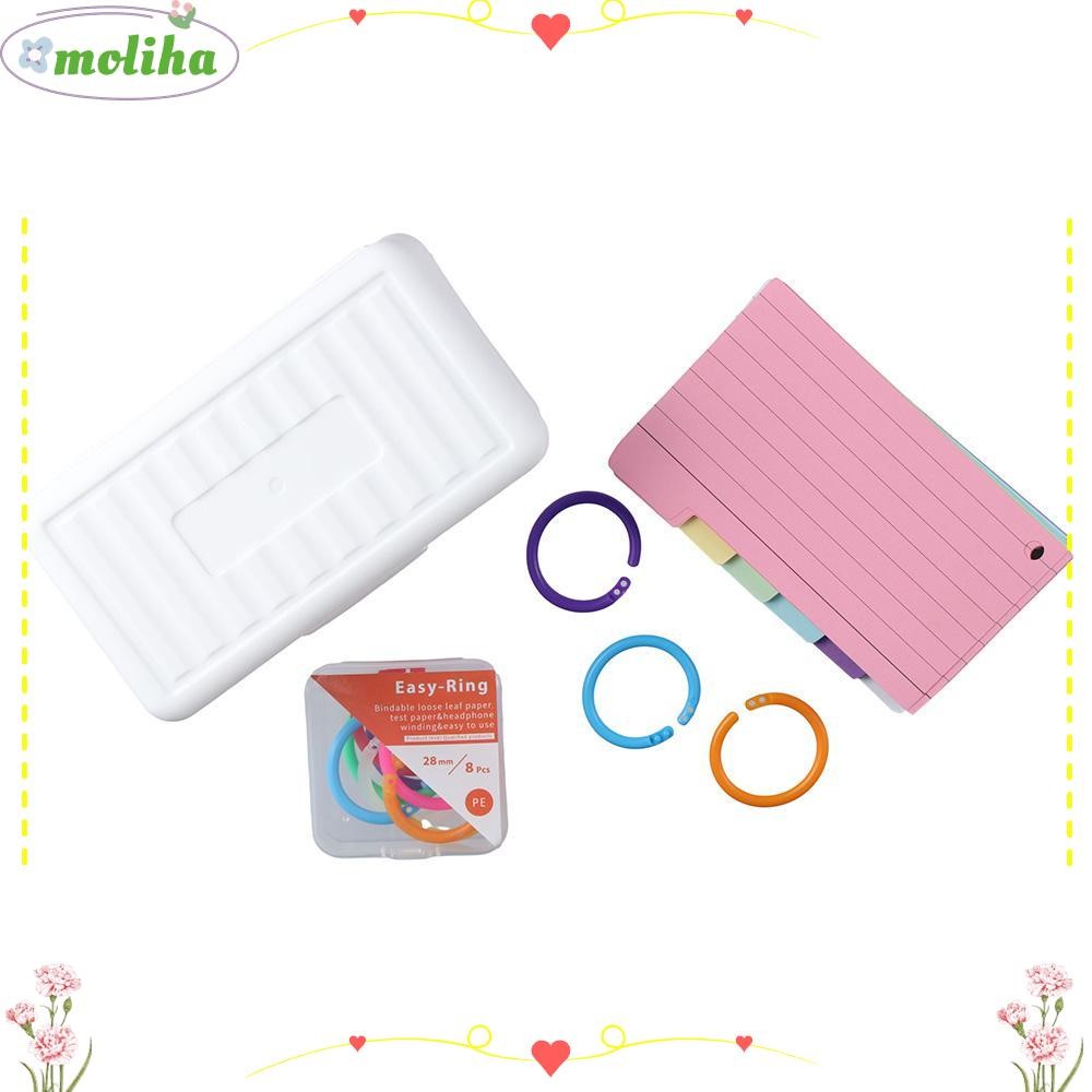 MOLIHA Flash Card Dividers, 8PCS Rings Storage Box Tabbed Index Cards ...