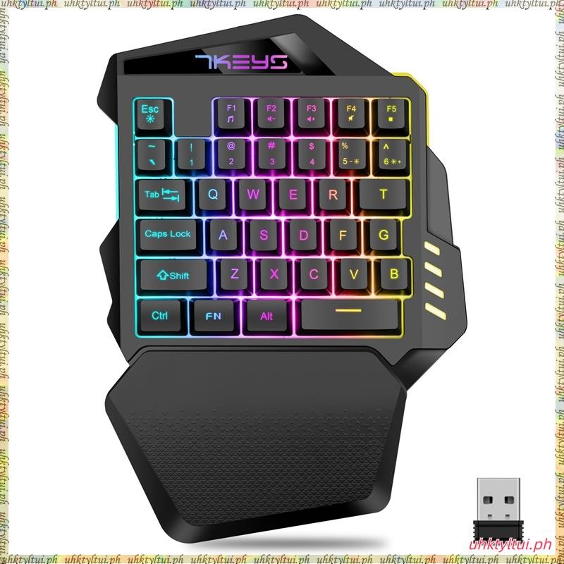 [L U T I] One Hand Wireless Gaming Keyboard RGB Backlit Portable Mini