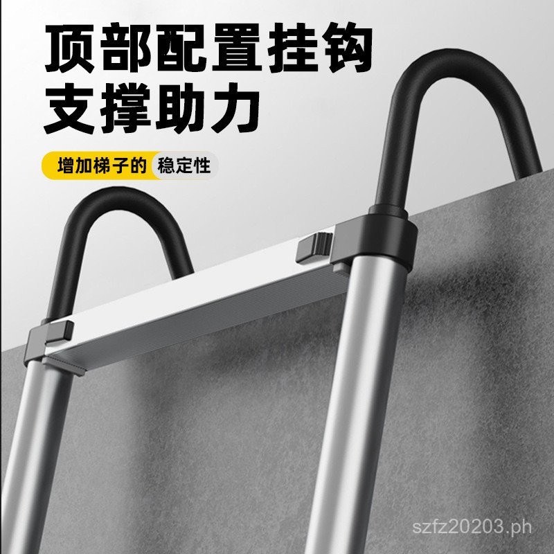 Foldable Thickened Ladder Stainless Steel A-Frame Ladder with Hook ...
