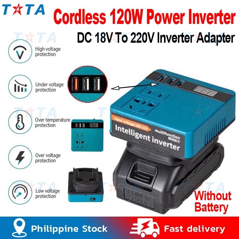 thumbnail image 2 of 120W Power Inverter For DeWalt 18V Batteries – Converts To 220V AC For Outdoor Work, Lithium-Ion Portable Bank 2 of 6