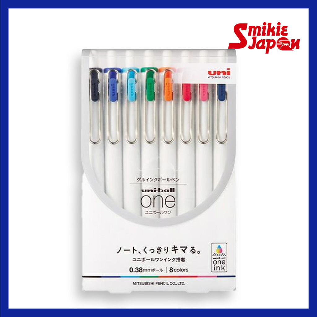 UNI Uni-Ball One 8 Color Set 0.38mm UMNS388C Bright Colors Smooth ...