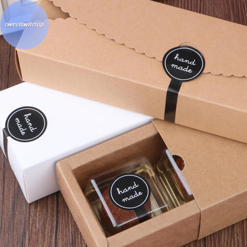 TRTOP 100x Black Handmade Adhesive Seal Stickers DIY Cake Gift Packing ...