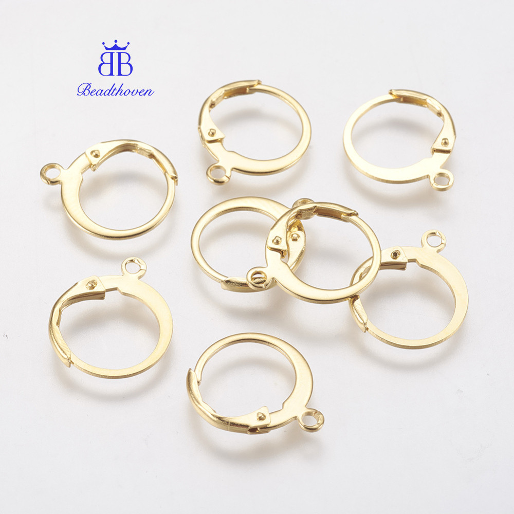10-20pc 304 Stainless Steel Leverback Earring Findings with Loop Gold ...
