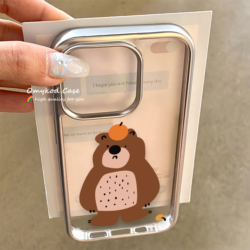 Cute Otter New Lux Electroplated Frame Transparent Casing Compatible