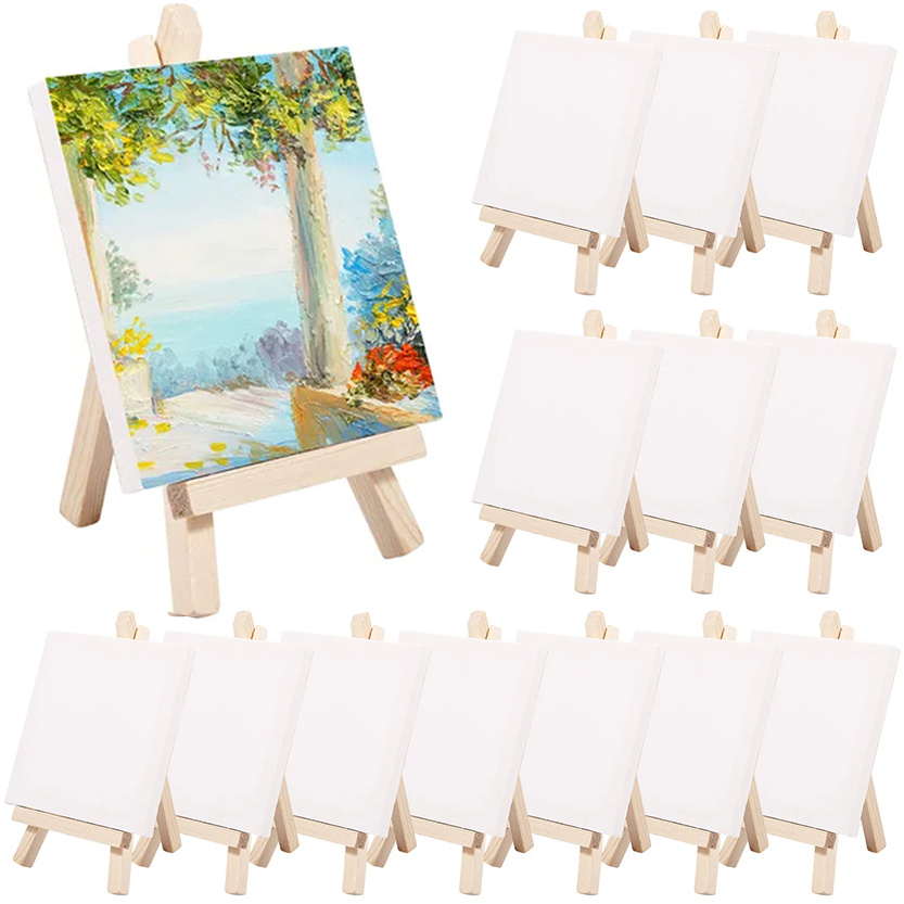 Wooden Mini Tripod Painting Easel / Desktop Triangle Display Stand ...